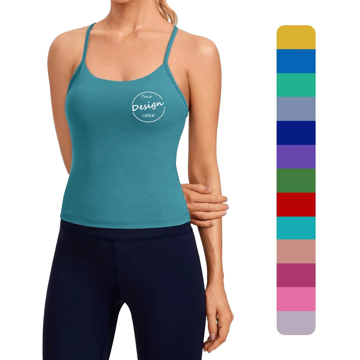 Women's High Quality Eco-Friendly Breathable Quick Drying Polyester Tank Top Custom Printed Slim Fit Yoga Fitness Camisole