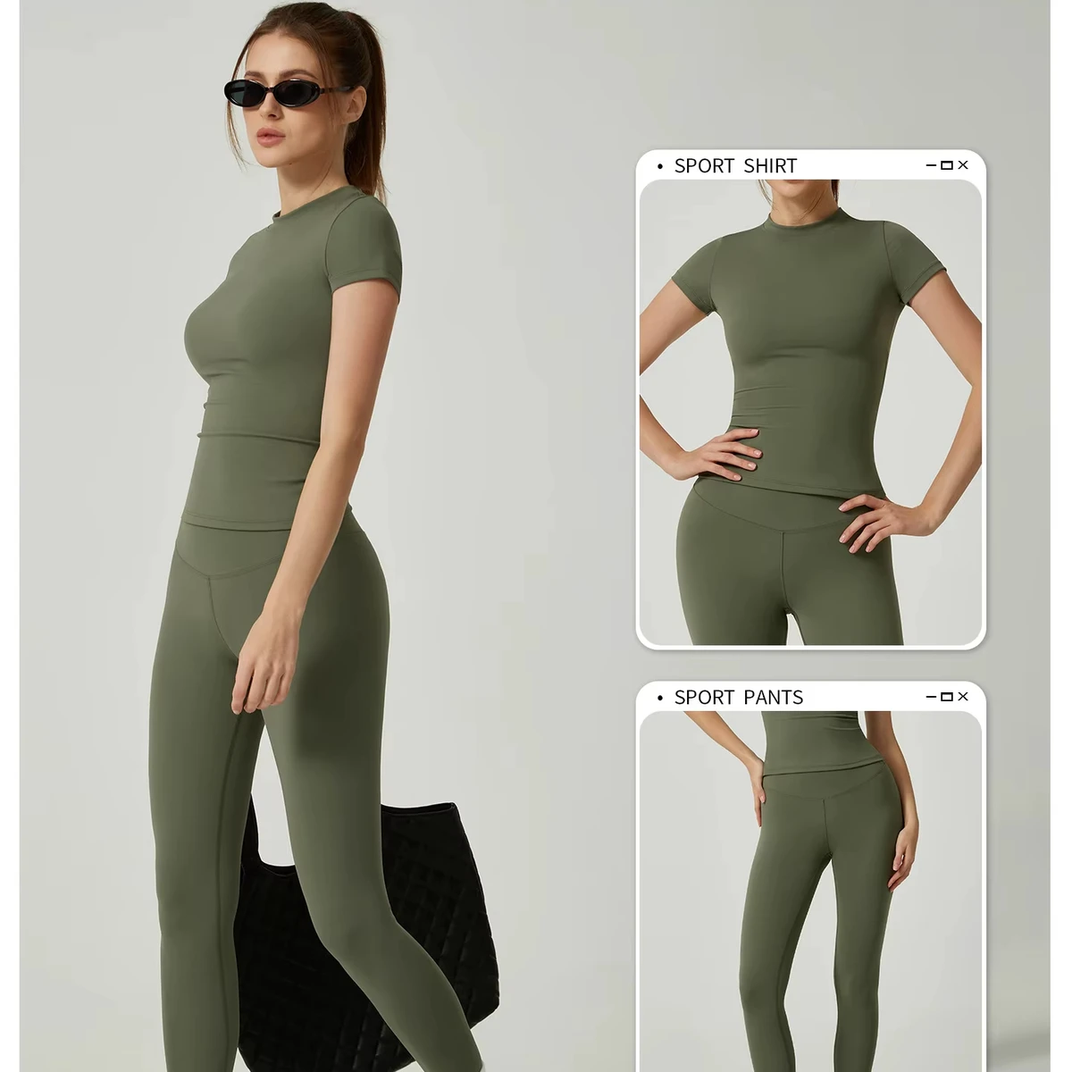 2025 Wholesale Slim Fit Women's Yoga Set Quick Dry Sports T-Shirt & High Waist Control Leggings for Active Gym Workout