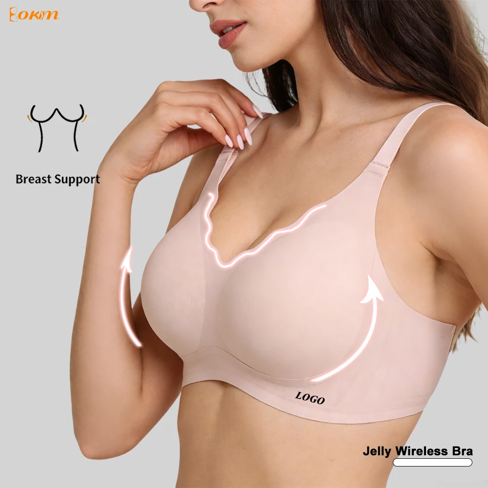 Wireless Jelly Bra Full Coverage Seamless Bra for Women Plus Size Comfortable Support Bra for Large Bust