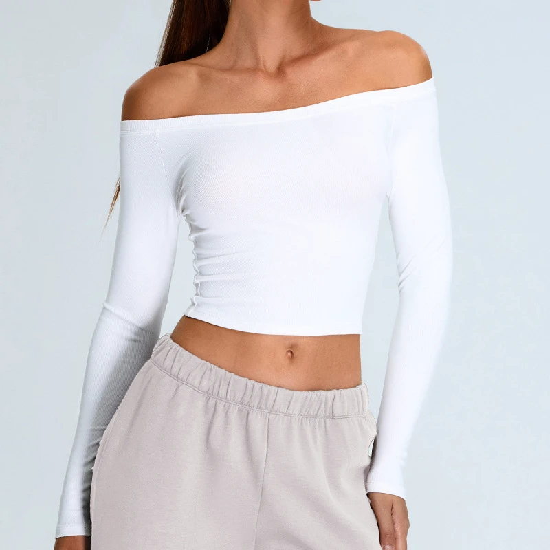 Spring New Tight-fitting Threaded Women's Sportswear One-shoulder Fitness & Yoga Wear Pilates Running Long-sleeved Sports Top