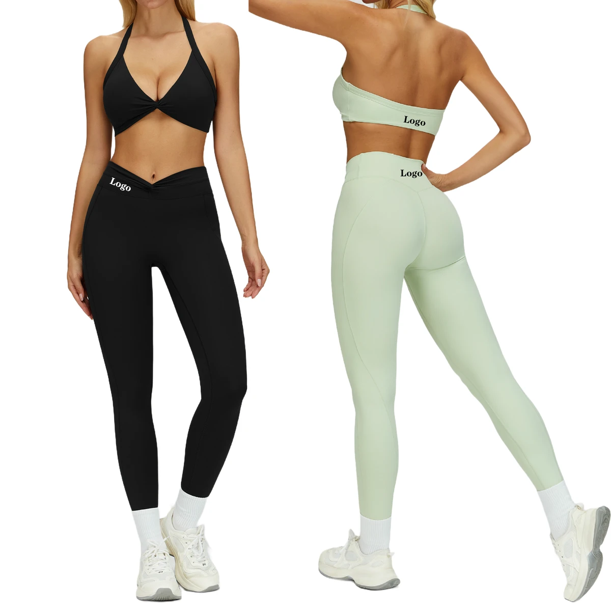 New Design Nude-Feel Yoga Set Twist-Pleated Tight-Fitting Leggings Set for Women Outdoor Running Fitness Yoga Wear