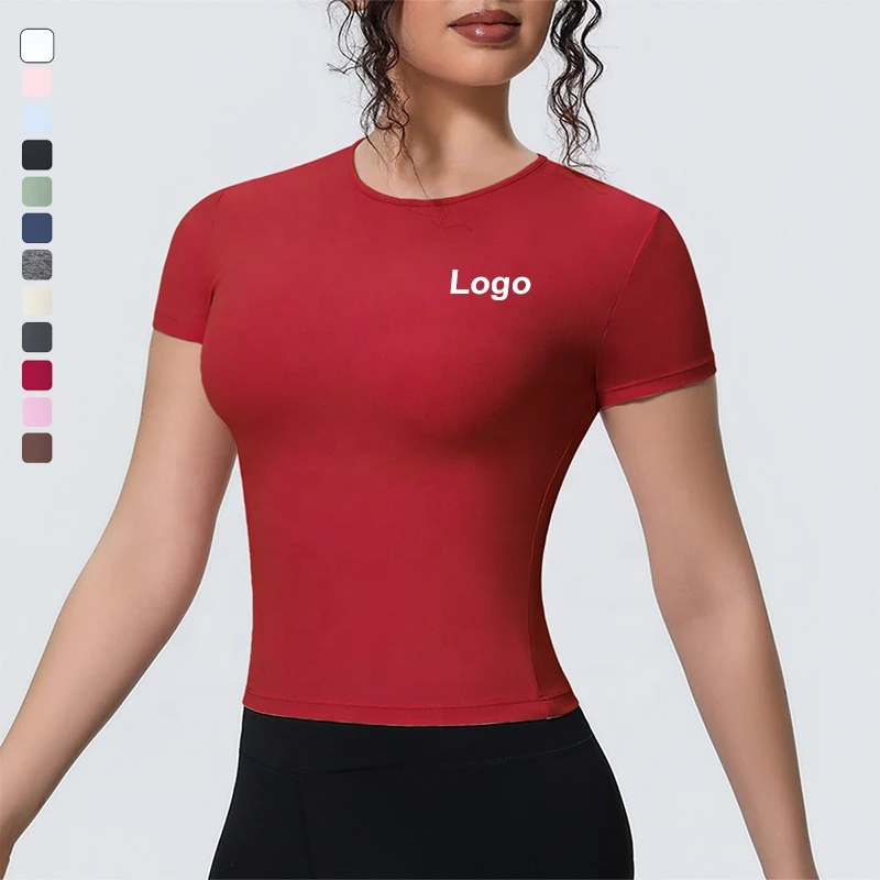 YIYI Summer Quick Dry Workout Tops for Women Slim Fit Athletic Running Gym Yoga Short Sleeve Shirts Breathable Crewneck Tees