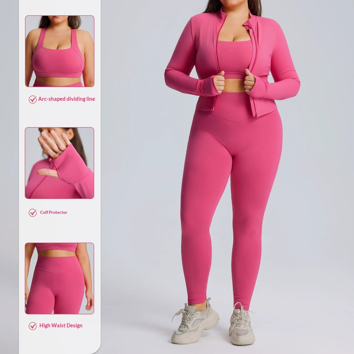 Women's Plus Size Long Sleeve Yoga Suit High Elastic Quick-drying Spandex/Nylon Two-piece Ankle-Length Thumbholes Autumn Winter