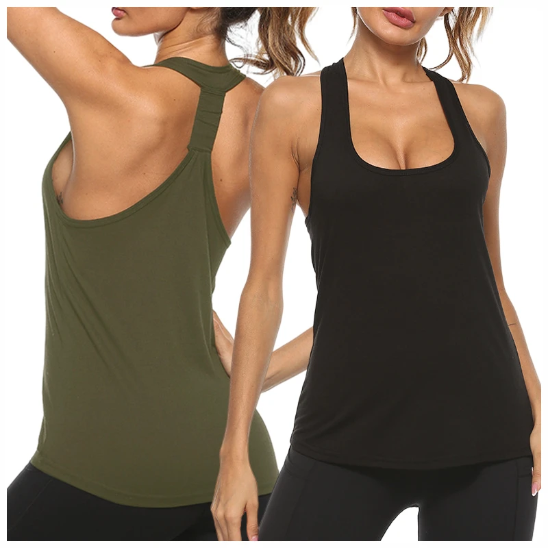 Custom White Y Back Gym Active Wear Sports Athletic Tank Tops for Ladies Breathable Seamless Knitted Casual Workout Yoga Fitness
