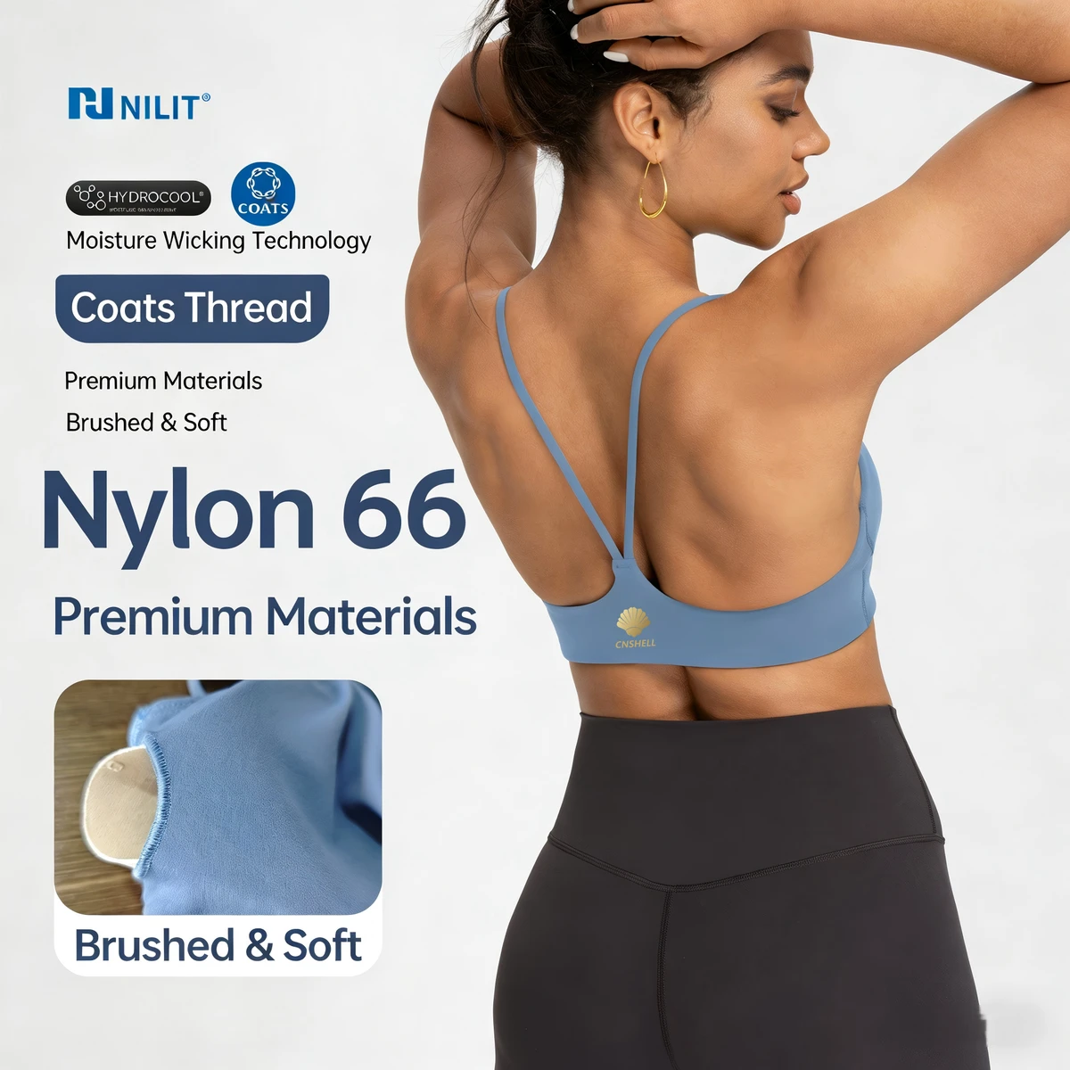 Women Deep V Back Fitness Tank Tops Removable Pads Nylon 66 Moisture Wicking Gym Workout NlLlT Yoga Sports Bra