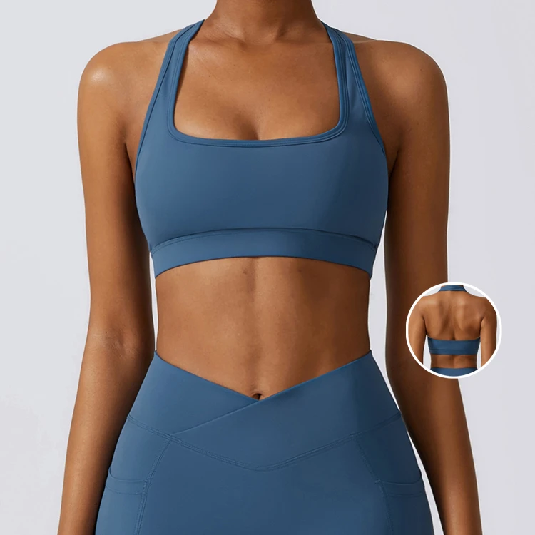 Hot Sexy Backless Halter Neck Sports Bra Women Custom High Impact Support Shockproof Vest Top for Fitness Yoga Gym Workout