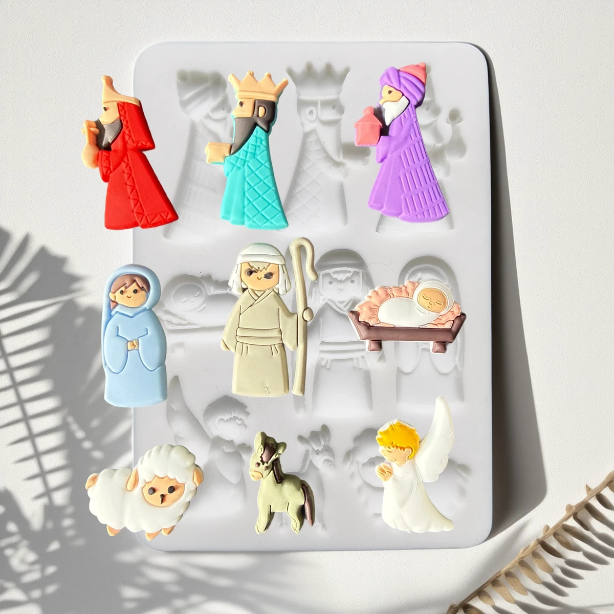 Holy Birth Nativity Silicone Mould Christmas Jesus Family Wise King Angel Animal Sheep Resin Fondant Mold for DIY Craft Cake