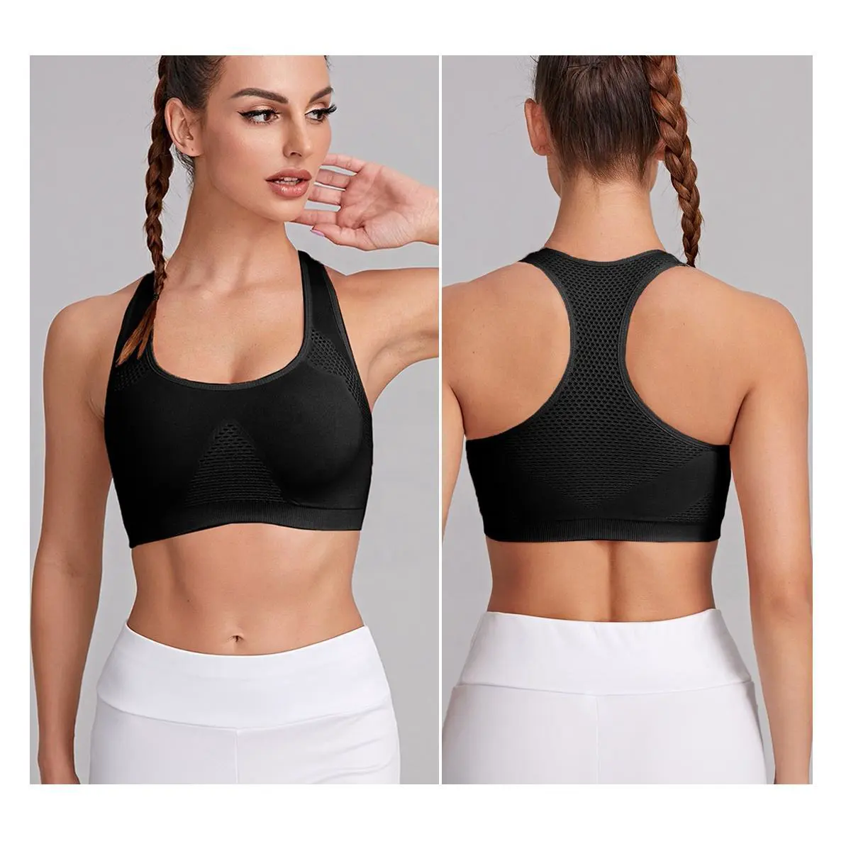 Kivotech Beauty Back Yoga Top U-neck I-shaped Back Fitness Running Workout Mesh Yoga Vest for Women Gym Sport Bra