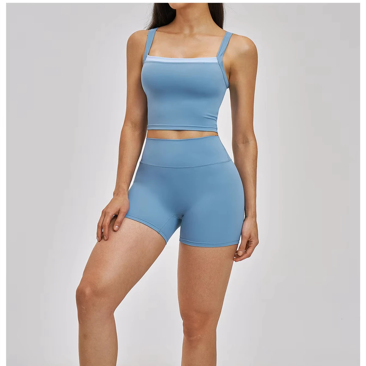 Women's Naked Feeling Sports Set Cross Back Design Yoga Casual Outfit Fitness Running Workout Suit