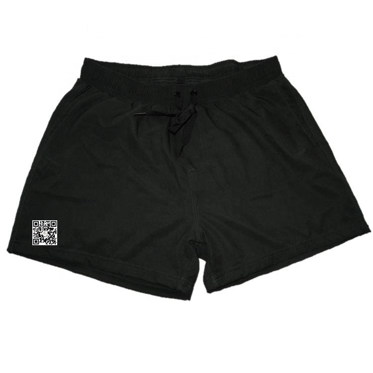 Customizable Men's Solid Color Drawstring Breathable Beach Shorts with Stretch Fabric & Side Pockets - Color/Logo/Size Options