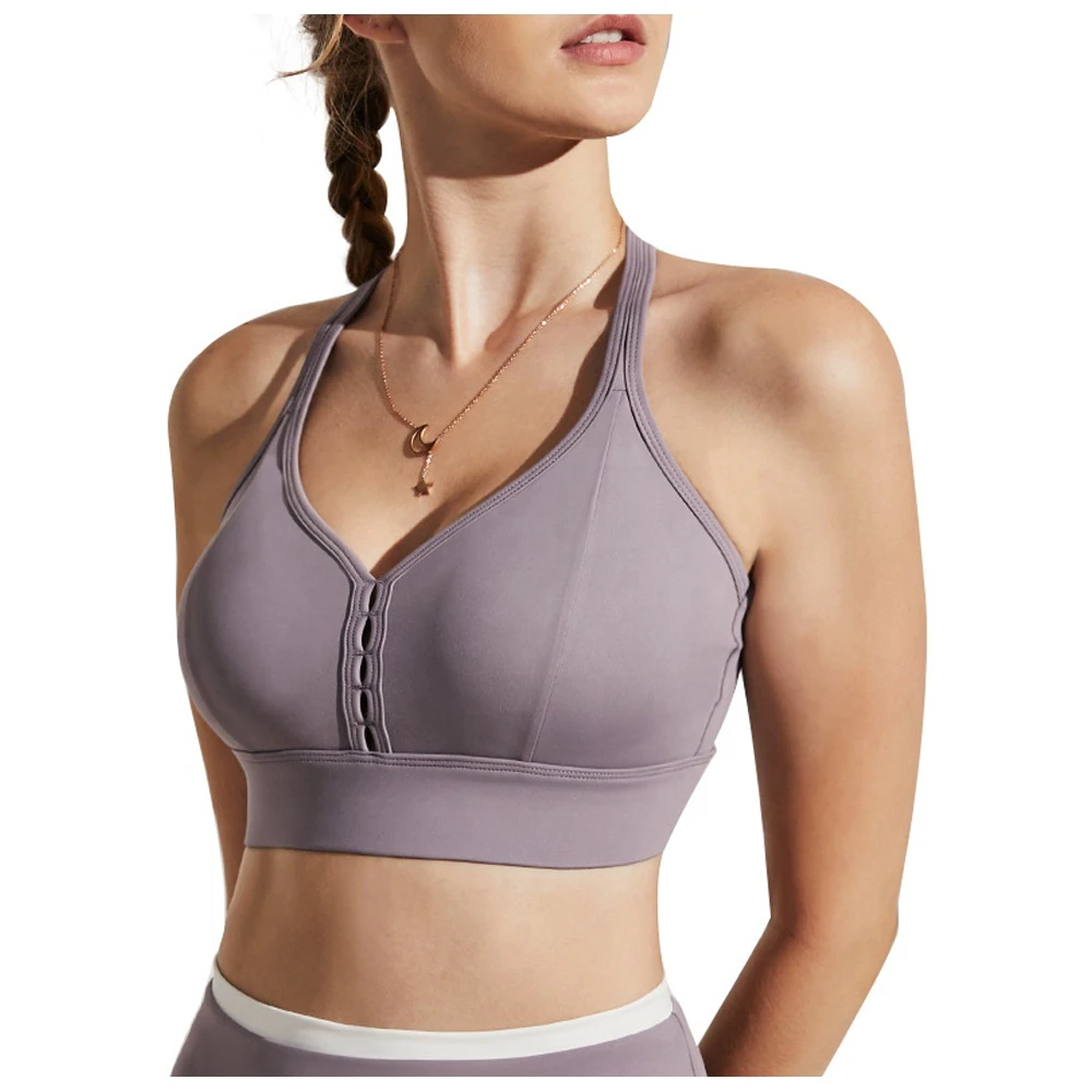 Custom Cross Back V-Neck Sports Bra Set New Trending Plus Size Fitness Yoga Top Girls' Workout Cotton Sports Bra Breathable