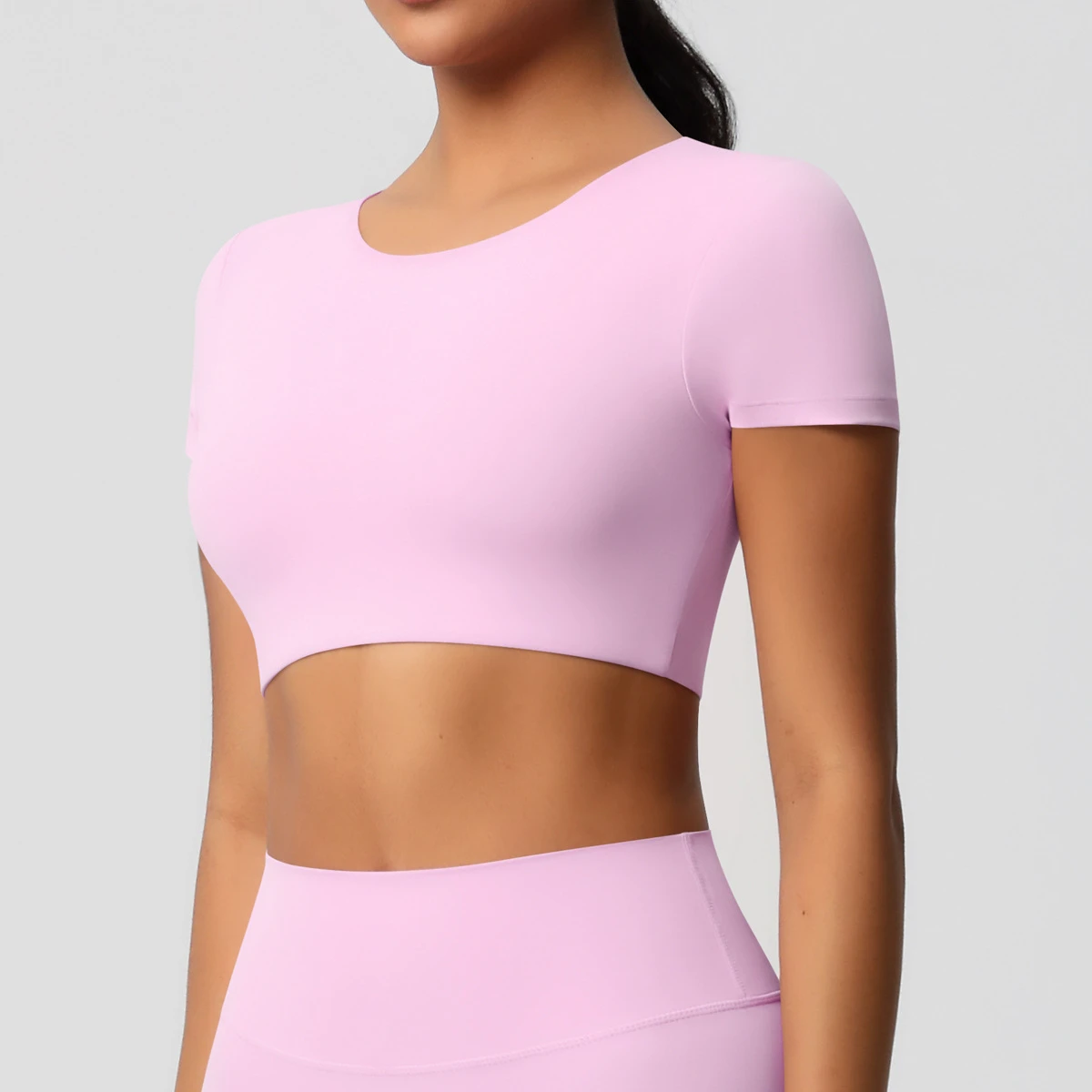Summer Sexy Short Sleeve Yoga Top for Women Slim Fit Workout Cropped Tee Fitted Crop Tops Para Mujer Tops Mujers Gym