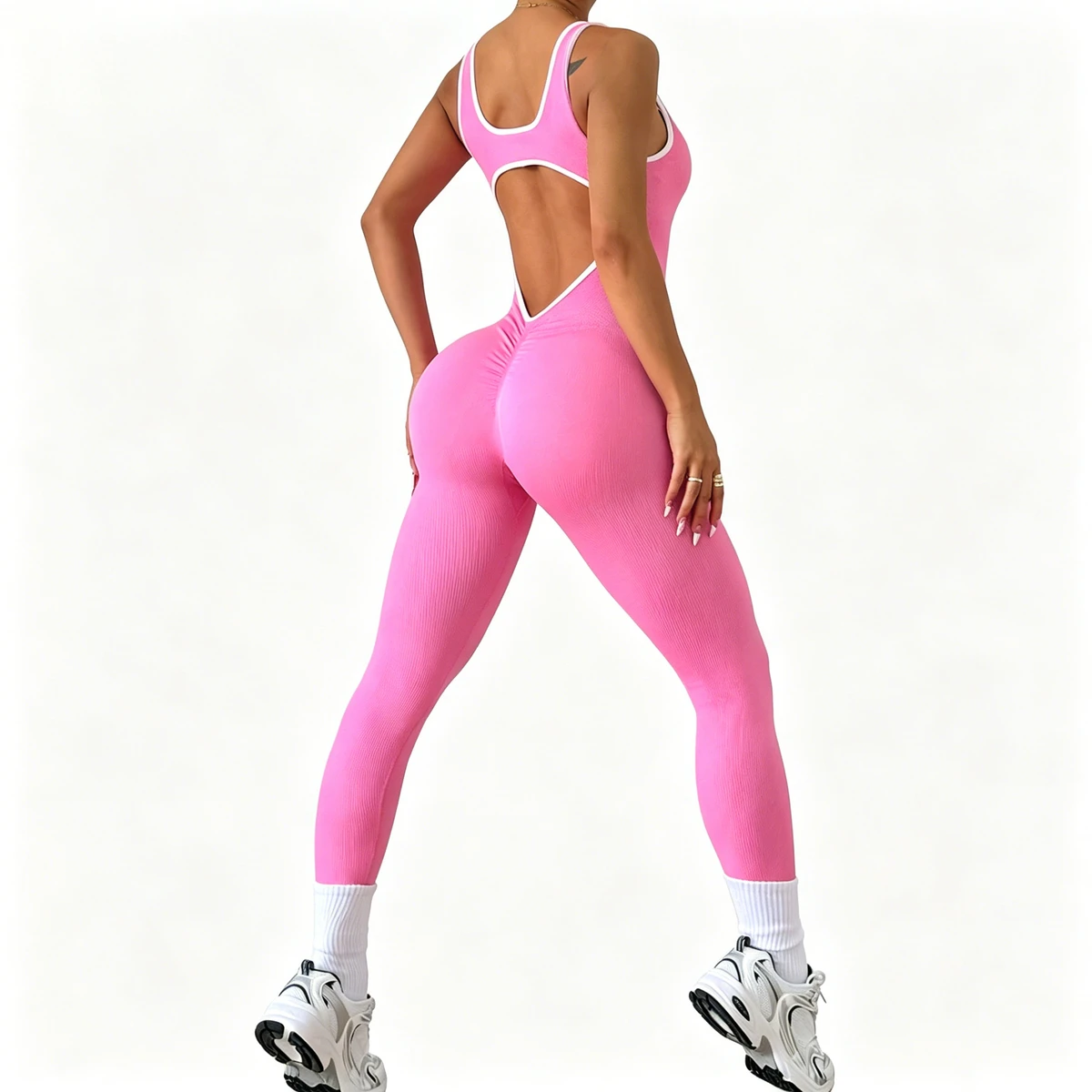Cross-border Best-selling Sports Yoga Jumpsuit Spaghetti Strap Sleeveless Tight-fitting Butt-lifting Quick-drying Ribbed