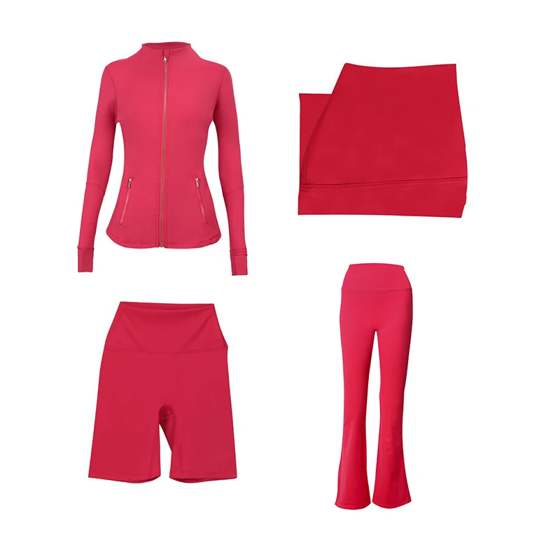 With logo New Custom Logo Women's Yoga Set - 2-Piece Quick-Dry Collection Gold Zipper Jacket & Leggings Fitness Sportswear Set