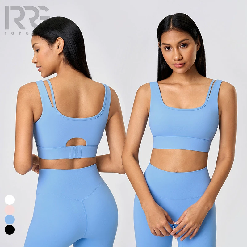 Roregal New Buckle Beauty Back Fitness High Strength Shock Proof Support Wear Sports Women Yoga Bra Top for Gym