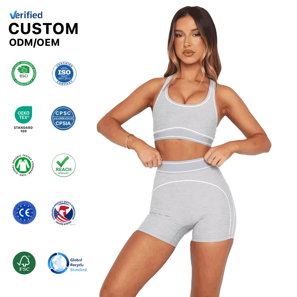 Custom Women's Sports Running Shorts Bra Vest Sets Yoga Gym Pilates Elastic Waist Workout Fitness Training Tracksuits For Women