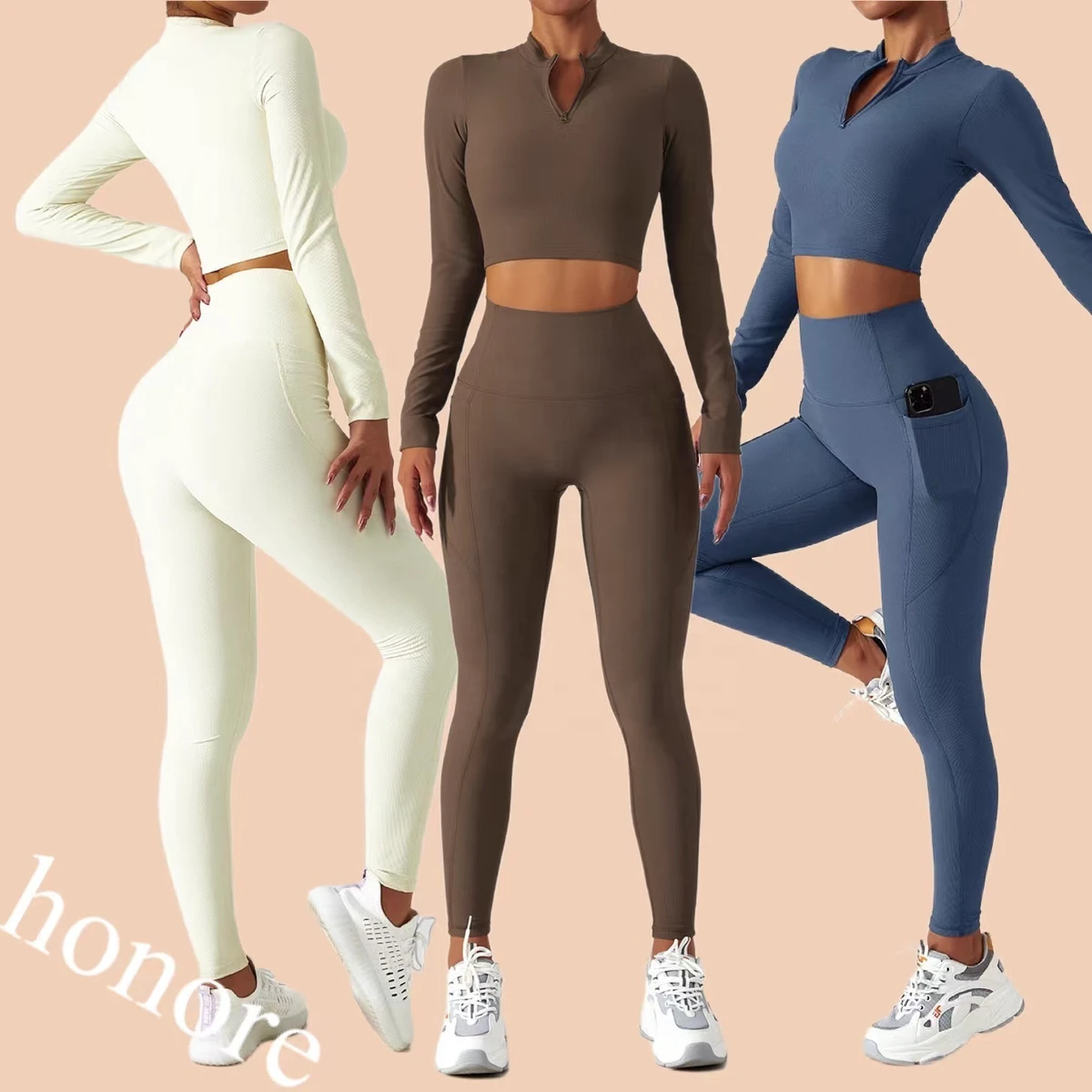 Fashion Gym Athletic Wear for Women Moisture Wicking Short Sleeve Crop Top Compression Gym Sportswear Workout Sets