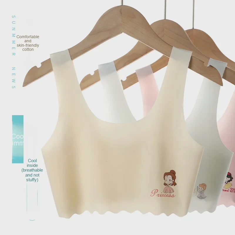Morcoda Girl Cute Ice Silk Tube Top Underwear Developmental Period Youth Vest Bra for Elementary Middle School Student Teen Bra