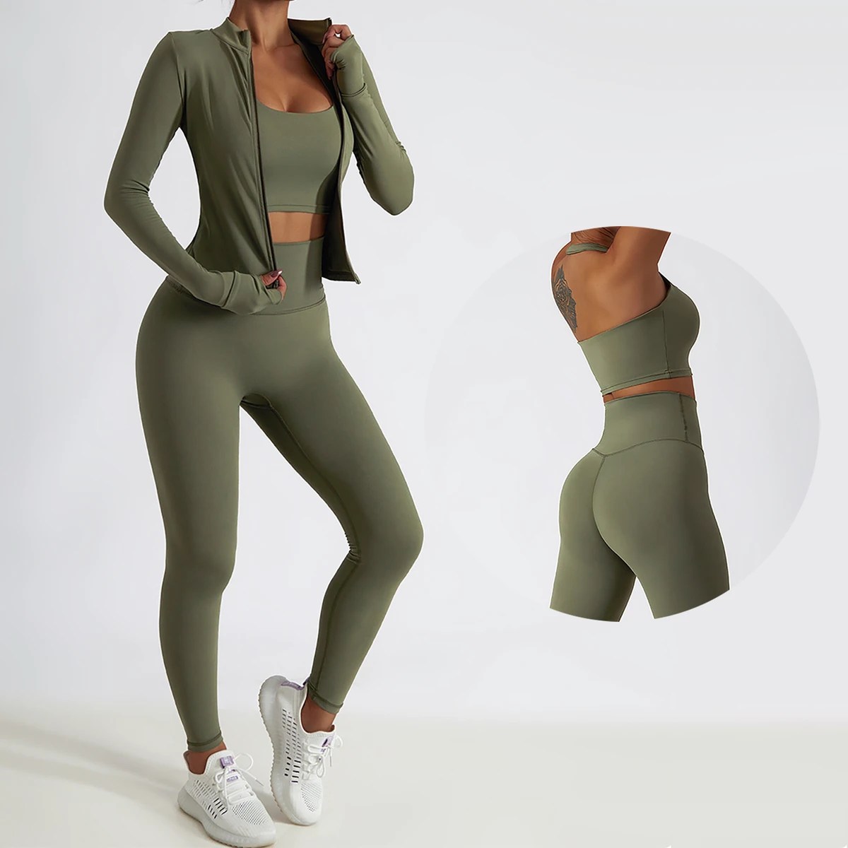 Women's Professional Yoga Three Pieces Outdoor Yoga Sportswear Running Jogging Gym Yoga Clothes