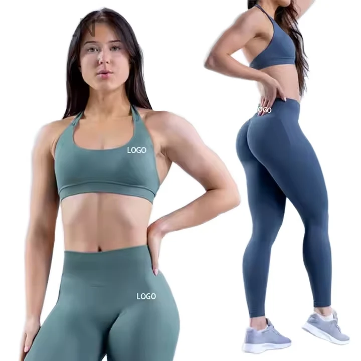 Wholesale Sustainable Women's Yoga Pants 3-Piece Set Compression Scrunch Butt Design Breathable Quick Dry High Waist Gym Fitness