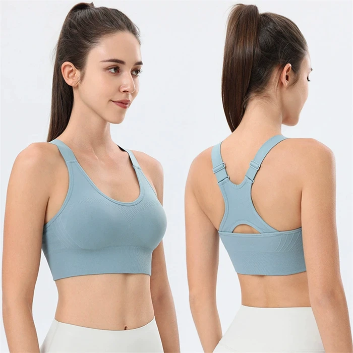 Hollow Out Training Yoga Gym Running Top Breathable Wireless Vest for Girls In Stock Seamless Women Cross Back Sports Bra