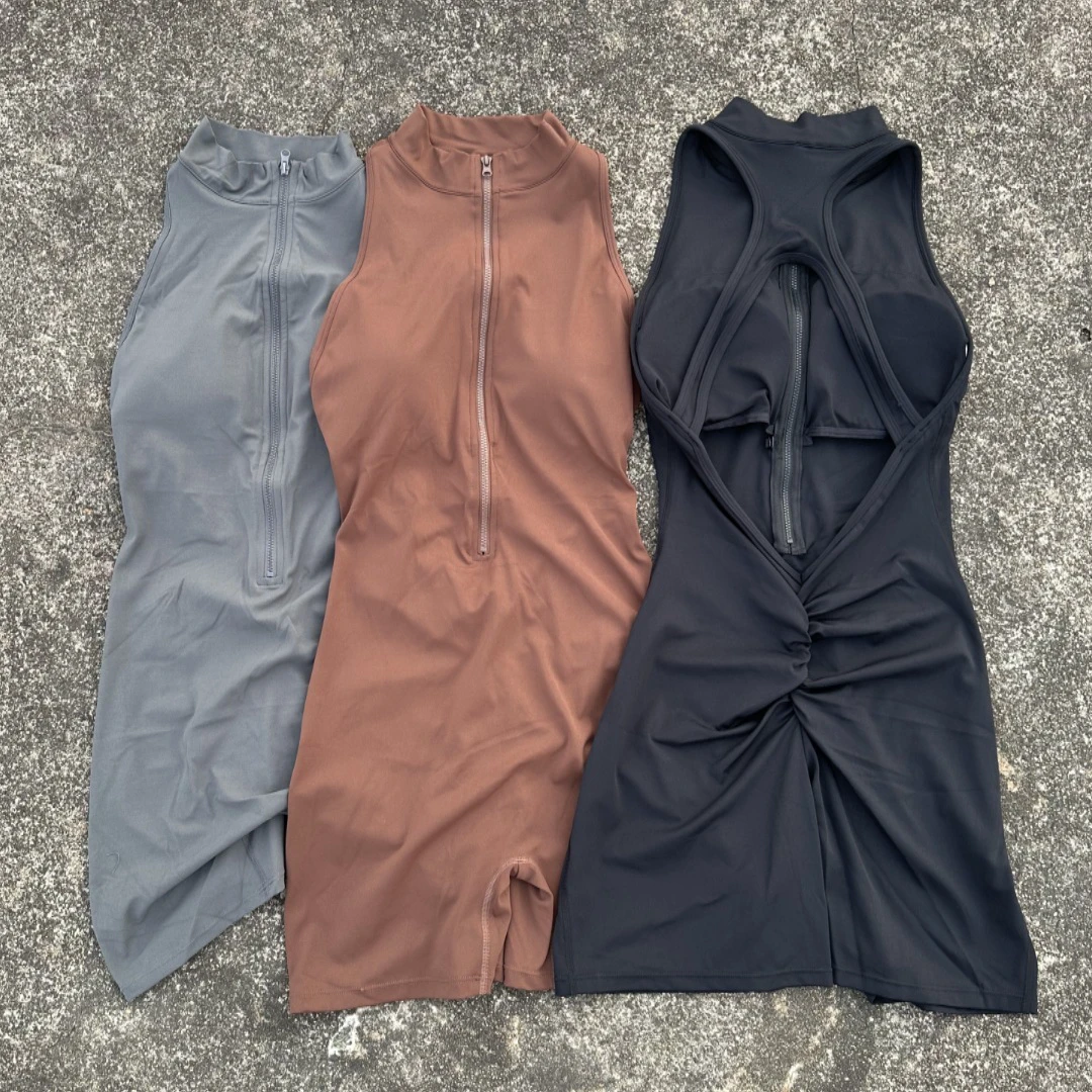 KD Solid Color High Intensity Sports Back Yoga Playsuit with Drawstring Closure Spandex/Nylon Women's