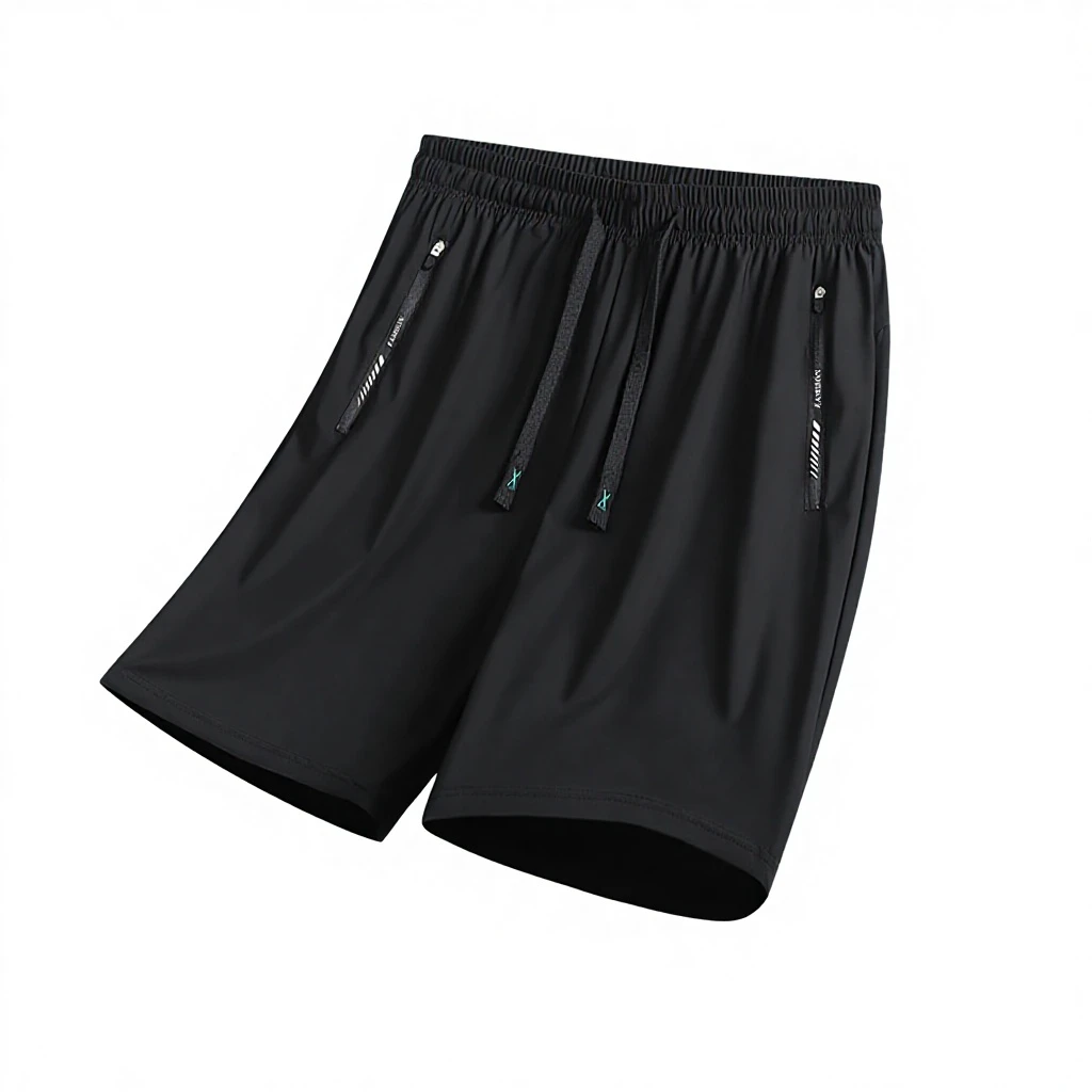 Men's Ice Silk Thin Sports Shorts Loose Fit Elastic Waist Plus Size Casual Solid Knee-Length Quick-Dry Pockets 2225 Ice Feel