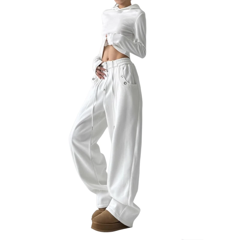 Breathable Fleece New Sports Running Jogger Plus Size High Waist Casual Straight Pants Women