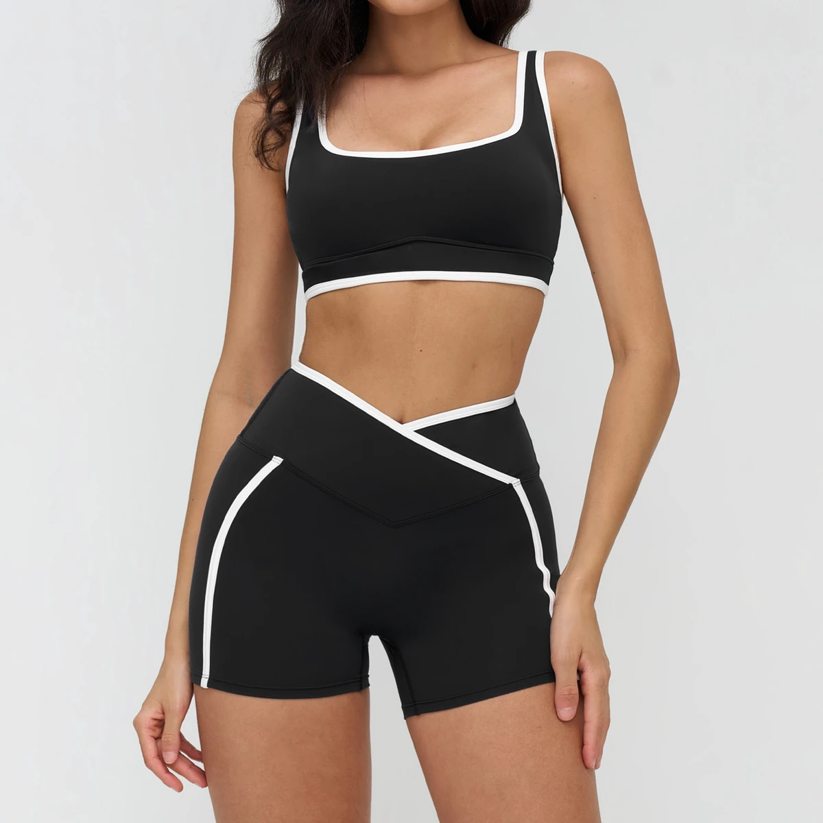 Yoga Set, Fitted Color Block Casual Sportswear, Outdoor Running Fitness Yoga Clothes for Women, 9528