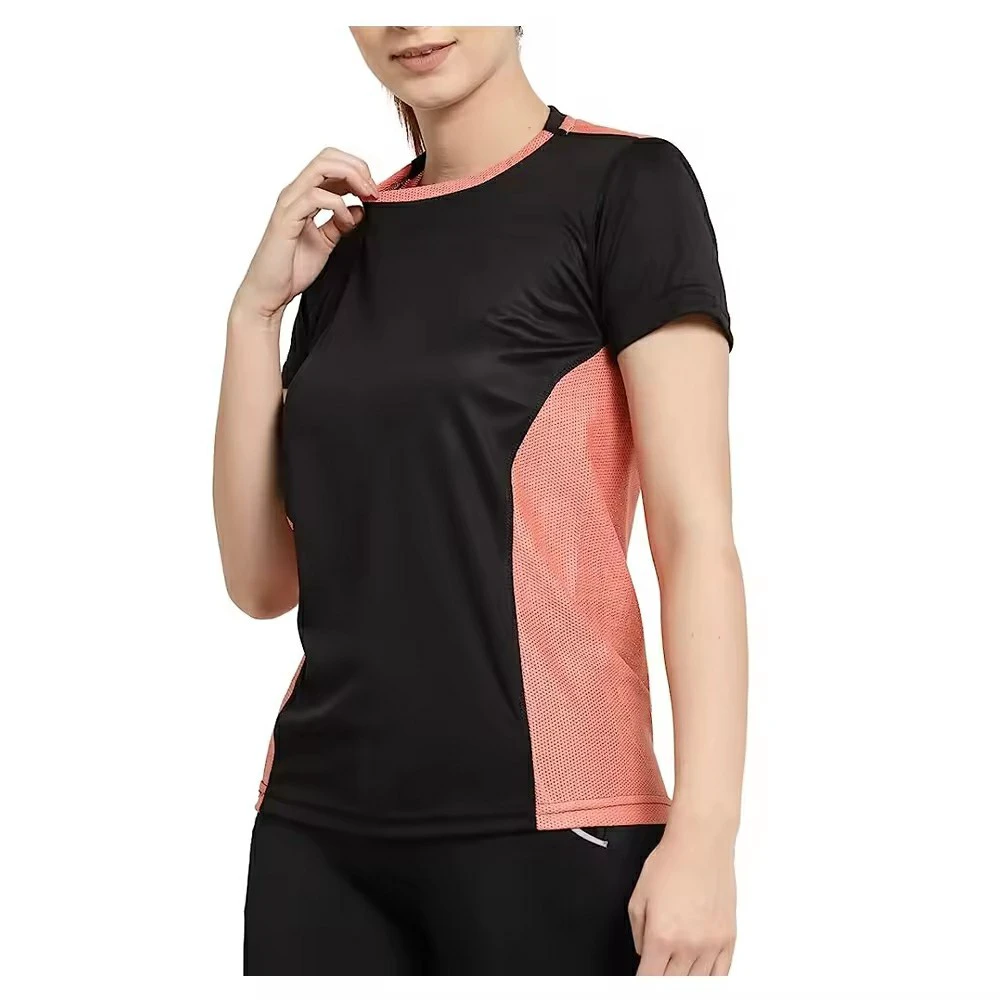 Custom New Arrival Women's Sports Yoga T-Shirt Batik Print Hole Design Spandex Blend Rayon Zipper Breathable Quick-Dry Anti-UV