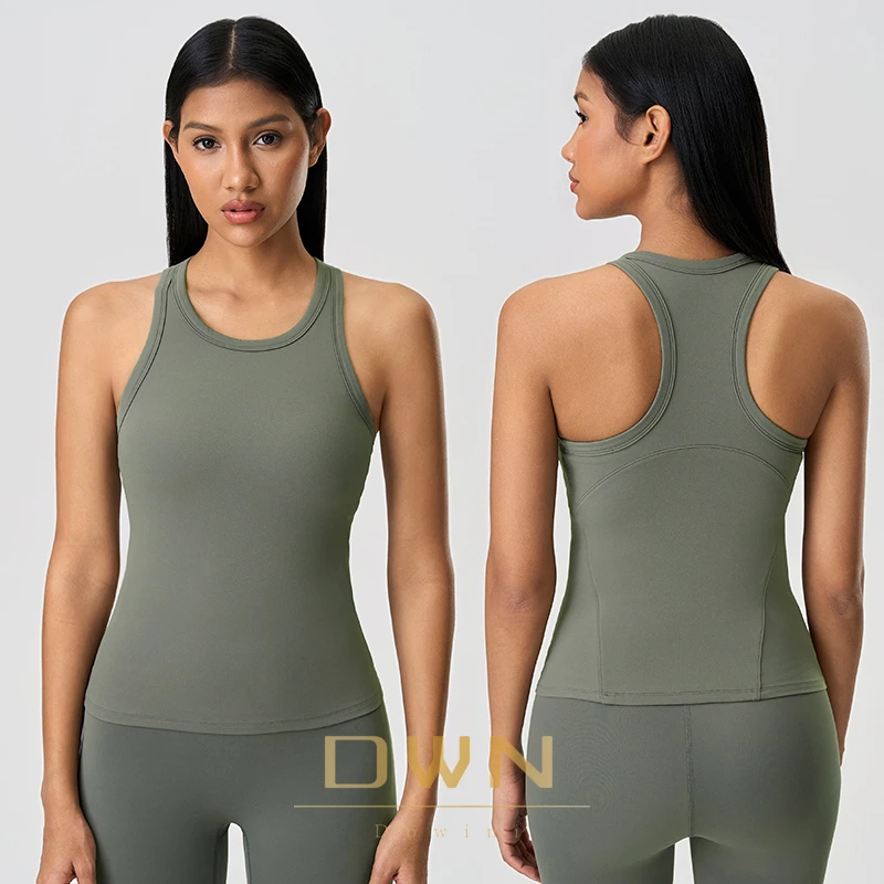 Women's Slim-Fit Sleeveless Top for Sports New Spring Summer Style Nude Yoga Clothes with Chest Pads Breathable Lightweight Vest