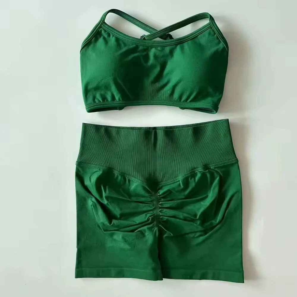 High Quality Women's Yoga Bra and Leggings Set with Short Top Solid Eco-Friendly Breathable Quick Dry Fabric Custom Logo