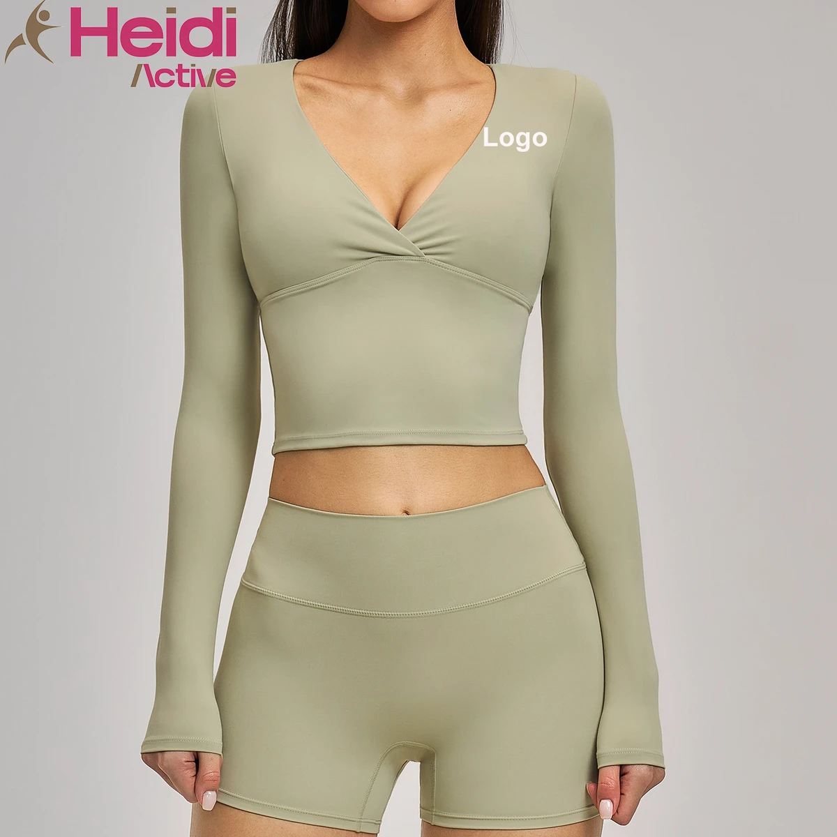 Hot Sale Fitness Wear Comfortable High Stretch Slim Fit Deep V-neck Long Sleeve Yoga Top Women Pilates Sports Tops