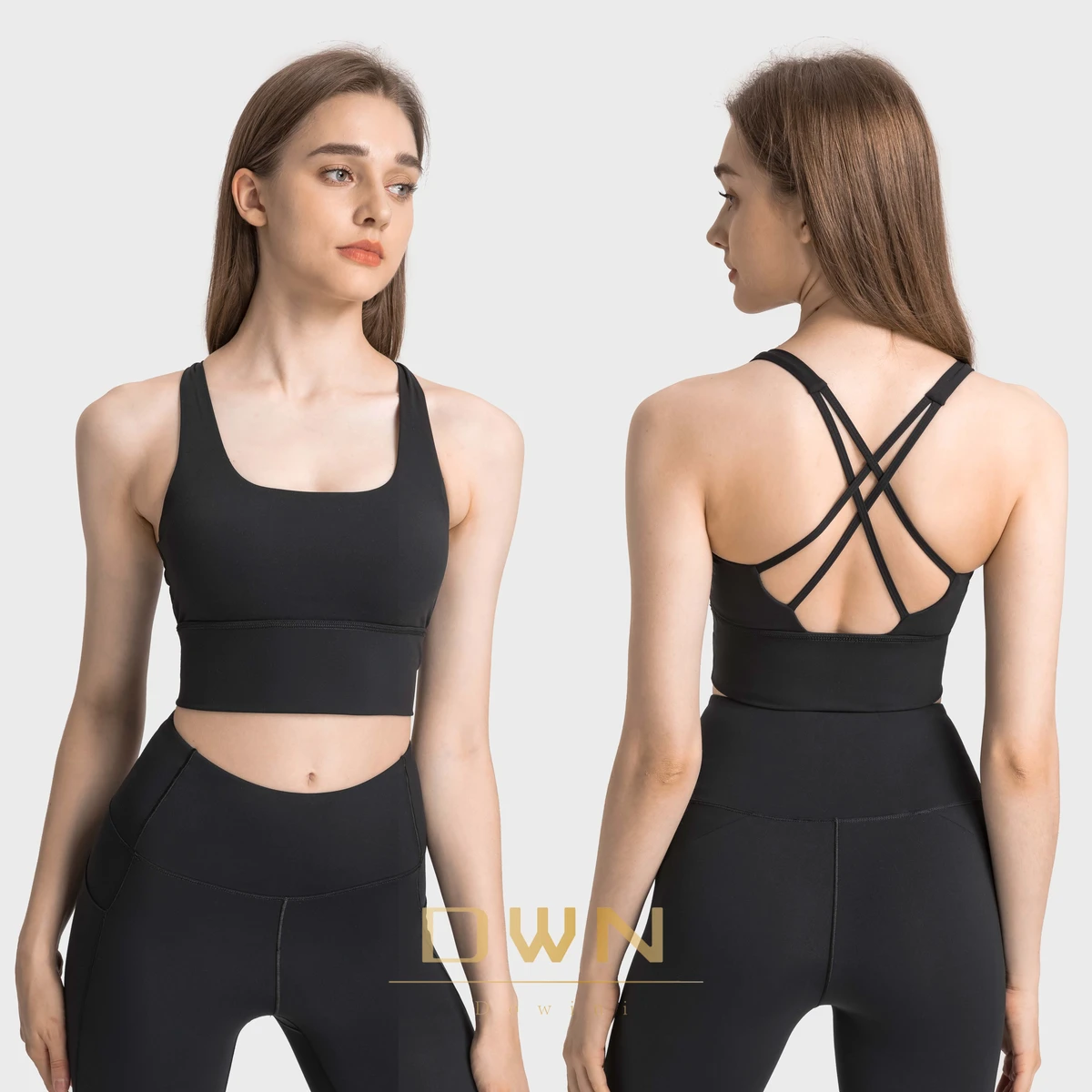 High Quality Cross-beautiful Back All-in-one Fixed-cup Sports Bra, Medium-intensity Soft Yoga Pilates Yoga Sports Bra OEM Logo