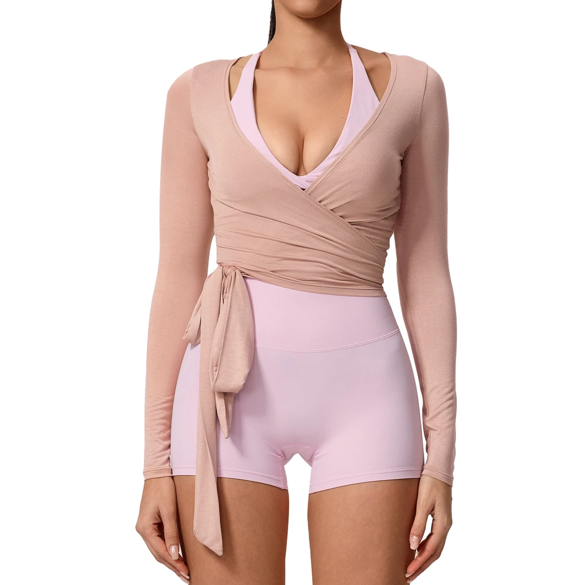 Women's Lightweight Breathable Four-Way Stretch Long Sleeve Yoga Top Skin-Friendly Slim Fit Quick Dry Fitness Shirt