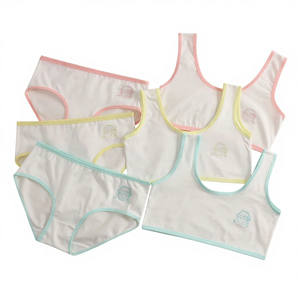 Wholesale Cotton Bra Set for Teenage Girls Puberty Elementary School Children's All-Cotton Comfortable Breathable