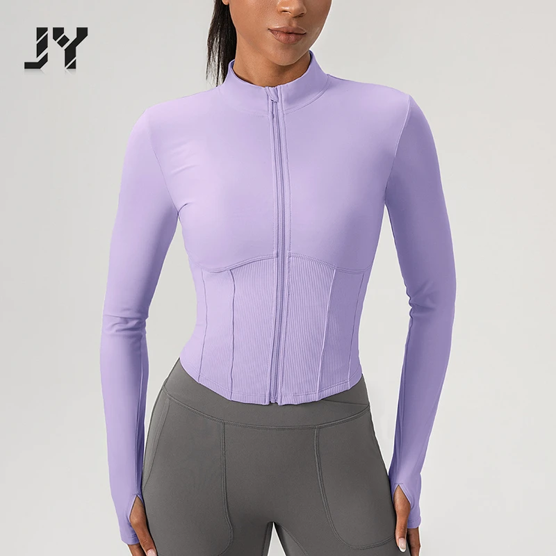 JY Hot Selling Tight Zipper Running Sports Top, Slimming Stand Collar Quick Drying Running Women's Yoga Top for Sports