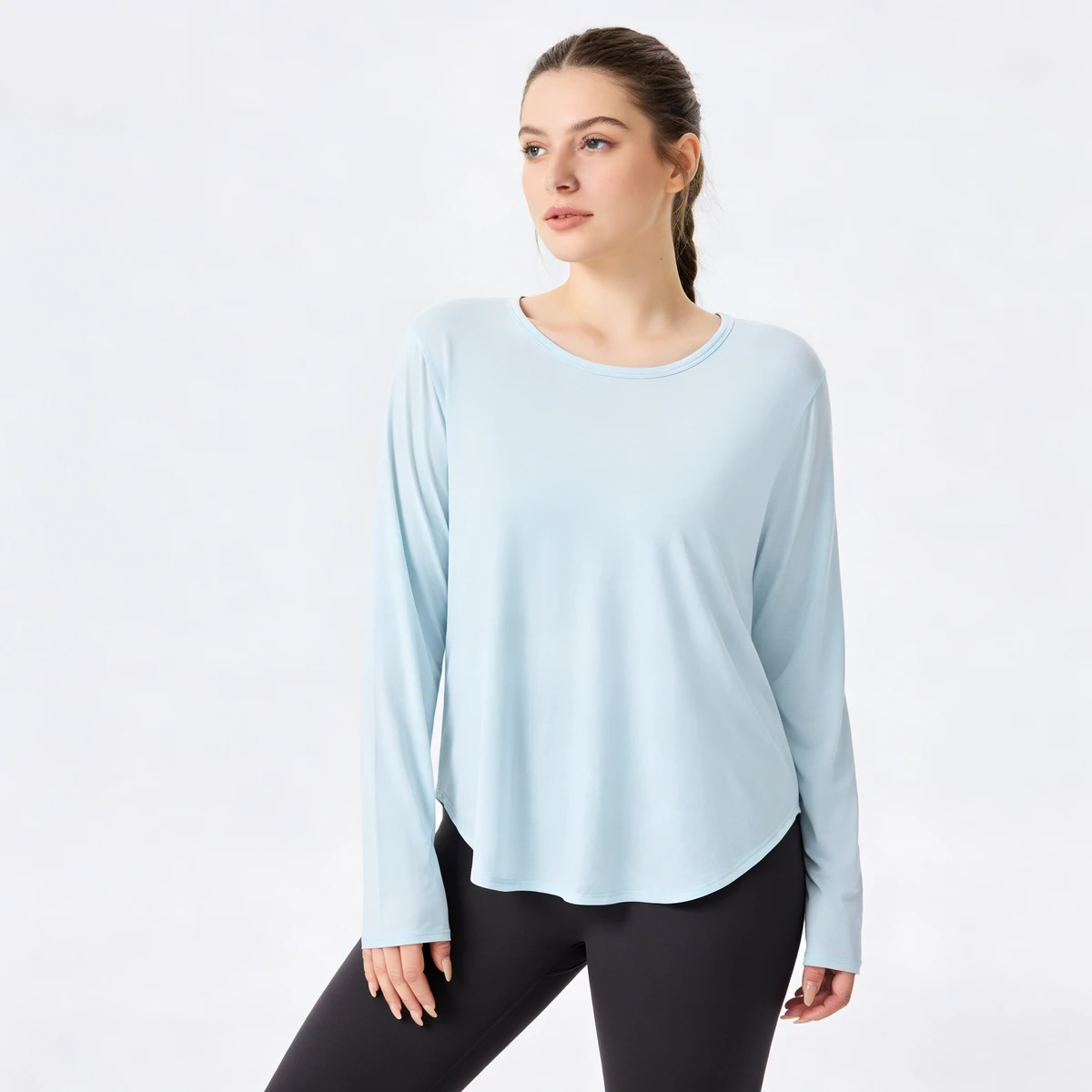 Yoga Wear Long-sleeved Back Mesh Sports Top Breathable Quick-dry Clothing Fitted Waist Slim-fitting Blouse