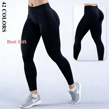 Hot Selling Women's Solid Four-Way Stretch Seamless Breathable Lightweight Low Waist Butt Lift Yoga Fitness Scrunch Pants