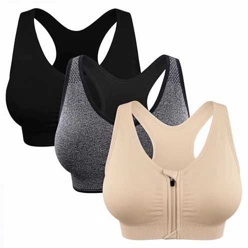 Women Medium Support Sports Bra Moisture Wicking Fitness Running Gym Workout Activewear Training Top