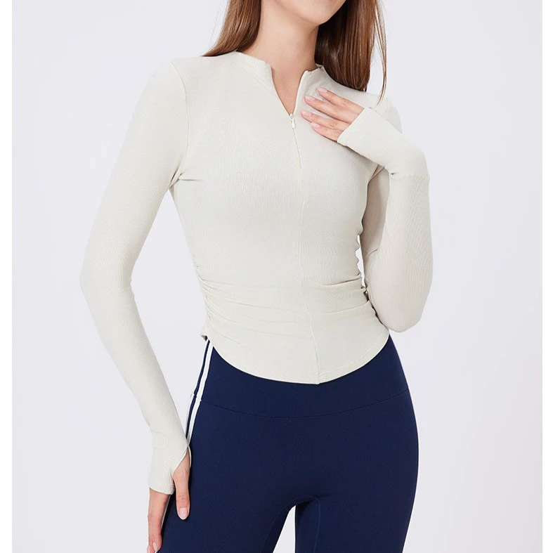 Custom Women Stand Collar Half Zip Long Sleeve Activewear Top Quick Dry Moisture-Wicking Gym Yoga Fitness Athletic Wear