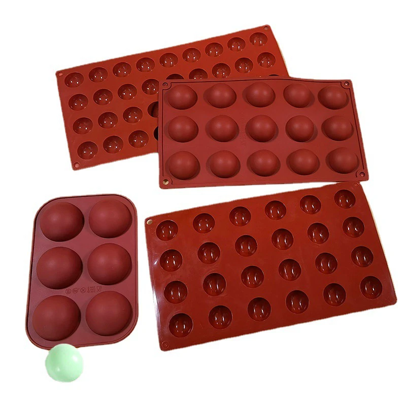 Hot Food Grade Semi-Circular Cake Mold Chocolate Biscuits Candy Jelly Grinder Ice Cube Cake 6/8/36/15/24 Holes Half Circle Bake