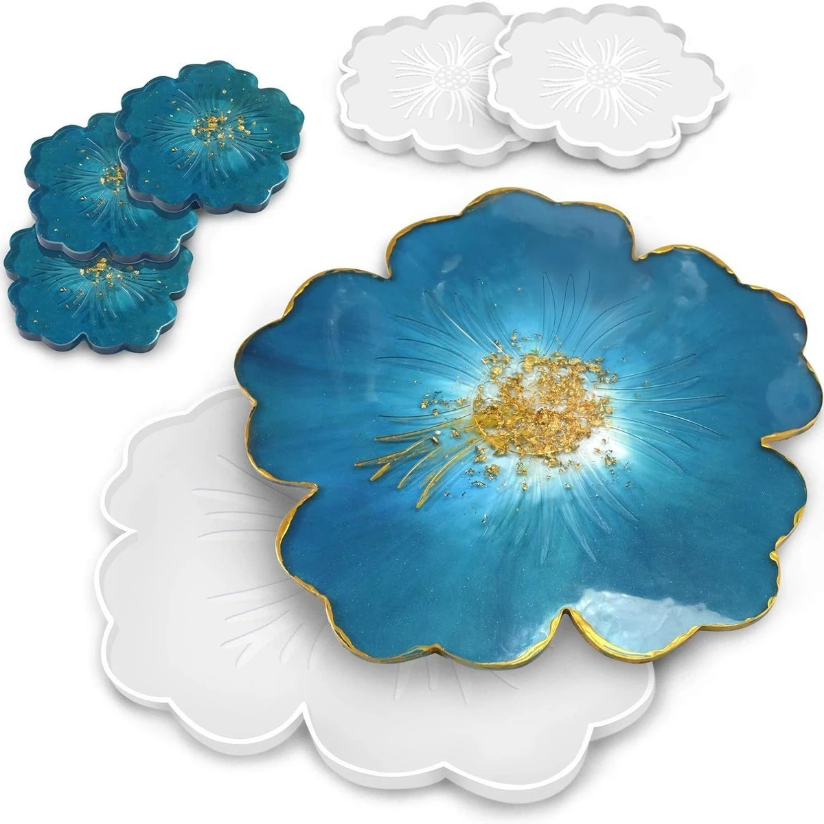 DIY Silicone Mold Oval Crystal Agate Plate Epoxy Resin Casting Irregular Flower Resin Coaster Mold Cake Tools