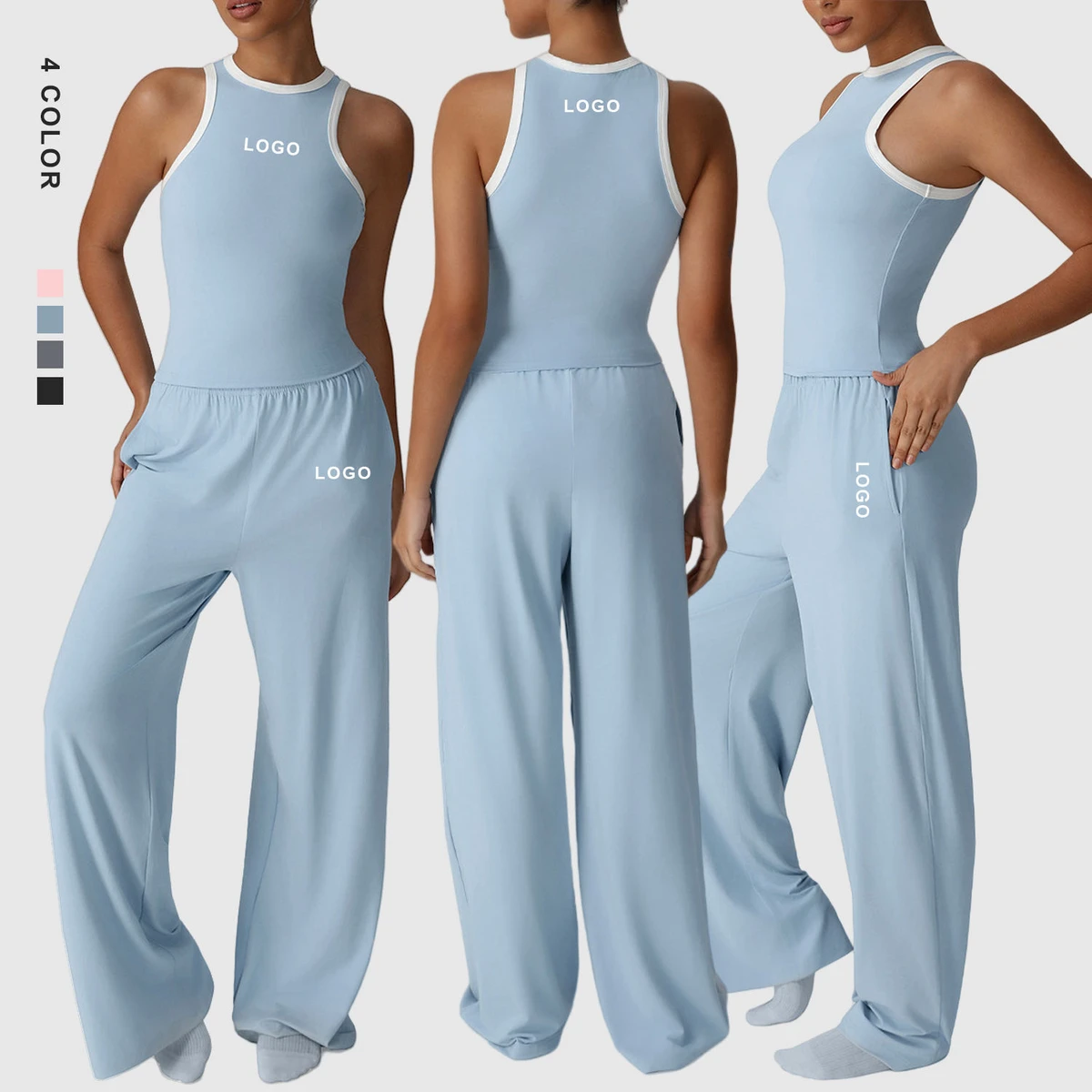 Wholesale Price Summer Sportswear Breathable and Comfortable Round Neck Sleeveless Yoga Set