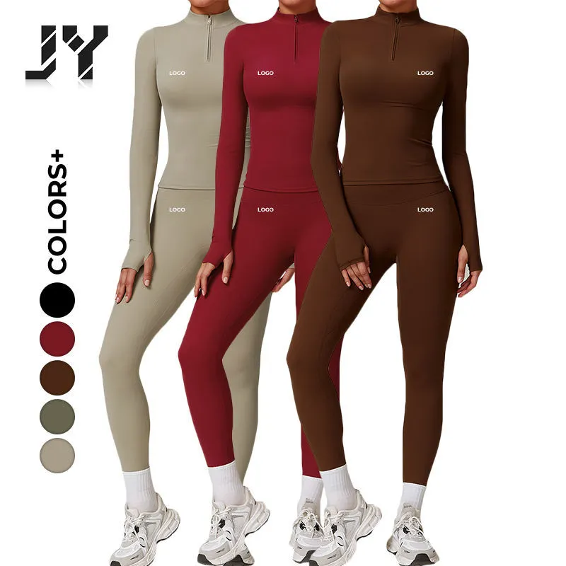 2/3PCS Women's Yoga Set Quick Dry Four-Way Stretch Breathable Spandex/Polyester Halter Bra & Zip Jacket Active Wear