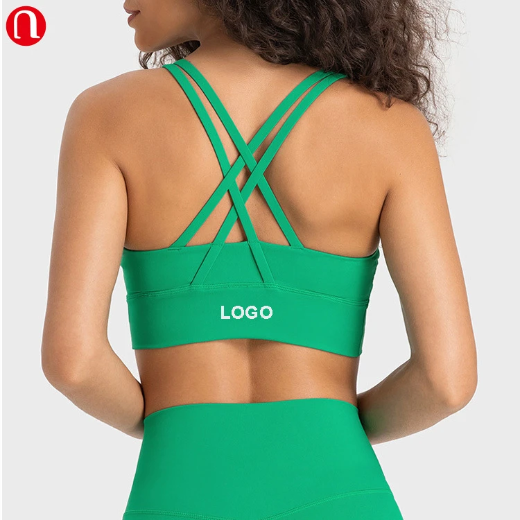 Eyun Criss-Cross Back Padded Strappy Sports Bras Medium Support Yoga Bra With Removable Cups Sports Bra for Women