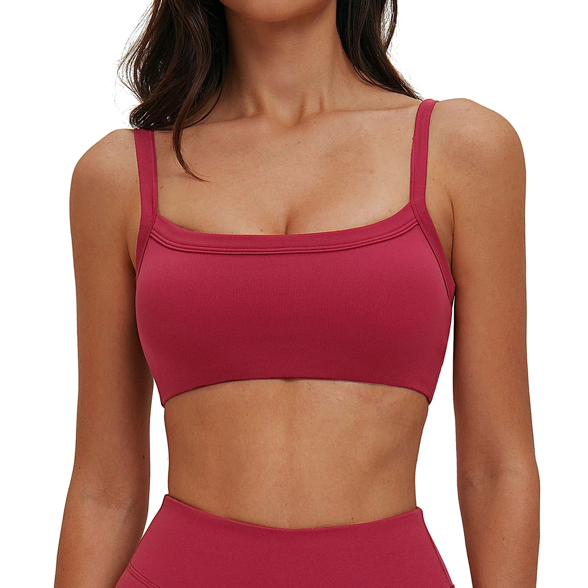 Double Strap High Support Yoga Sports Bra-Backless Breathable Spandex/Nylon Workout Top with Removable Pads for Running & Gym