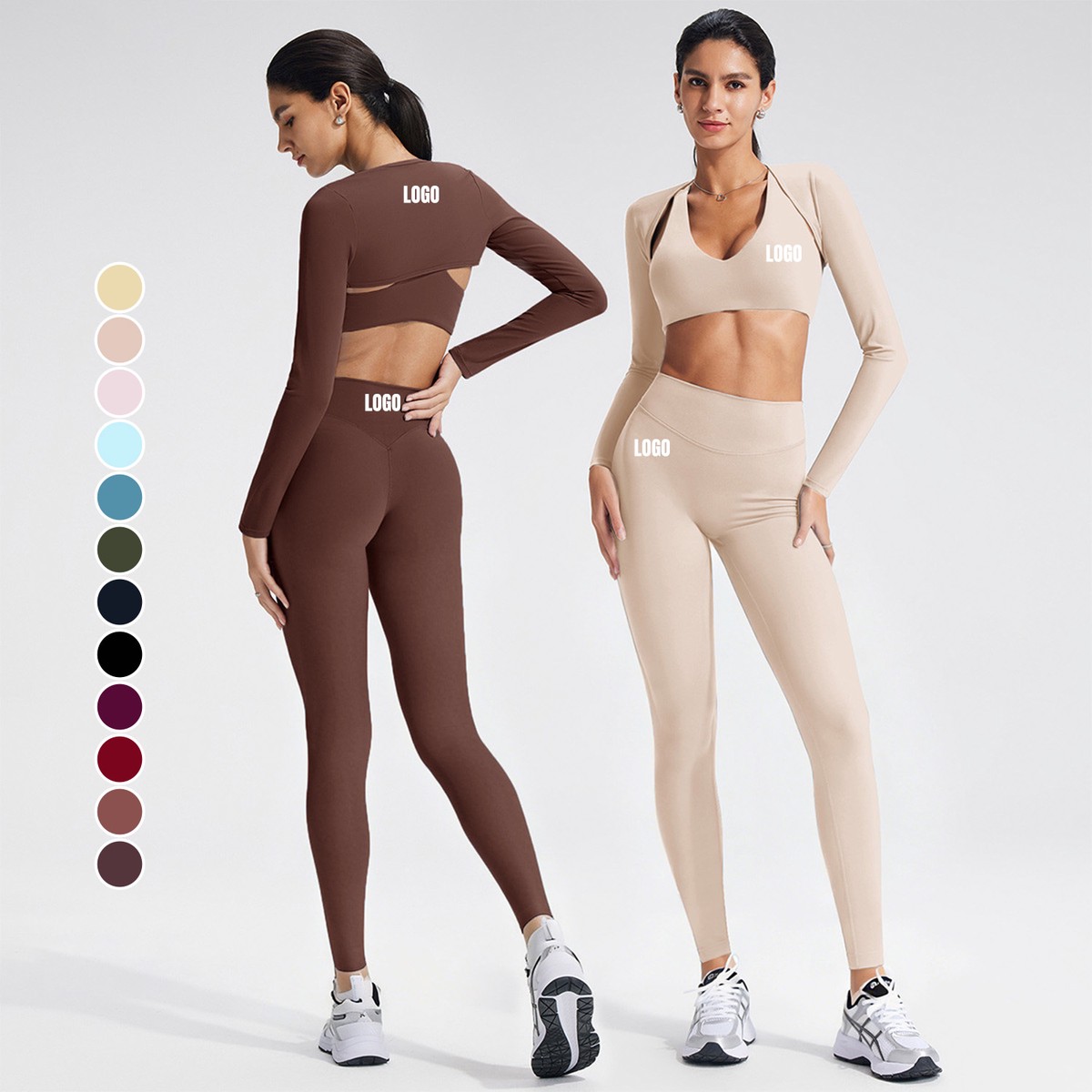 Custom Slim-Fit Sportswear Women's Quick-Drying Solid Color 3 Pcs Activewear Suit HIgh Waits Breathable Gym Workout Yoga Sets