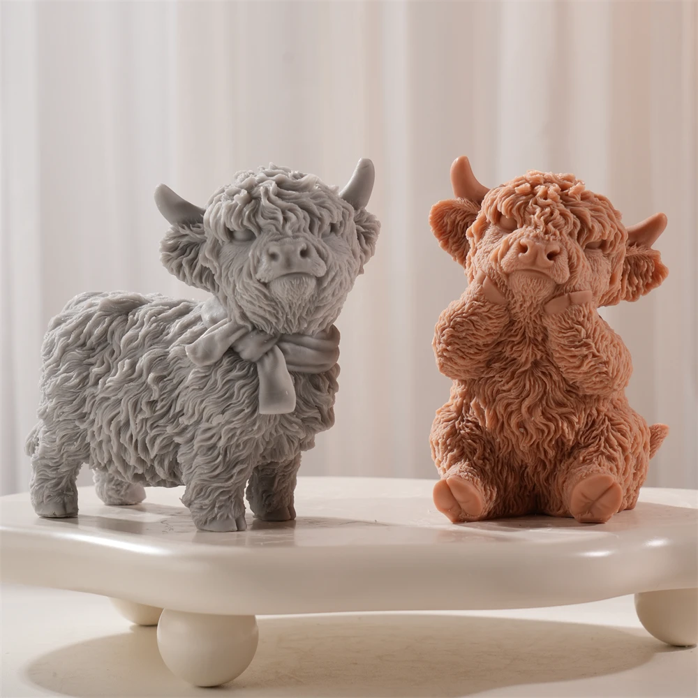 Highland Cattle Cow Silicone Candle Mold Animal Soy Wax Silicone Mould Figurine Animal Lover Home Ornament