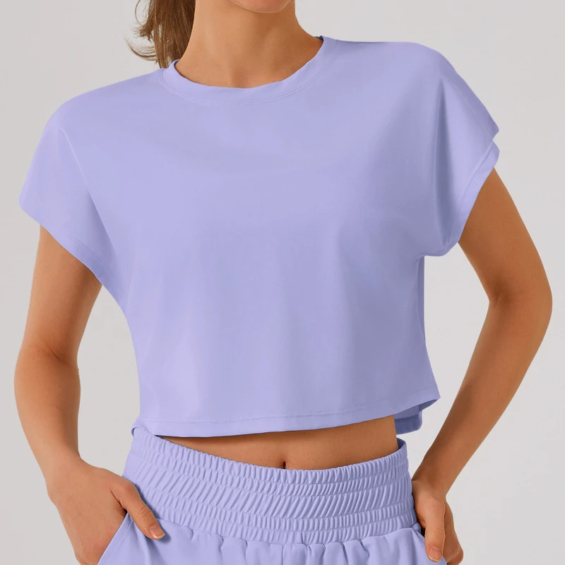 Women's Sleeveless Breathable Quick-Dry Crew Neck Sports T-Shirt Summer Fitness Wear Solid Color Loose Fit Slimming Yoga Top
